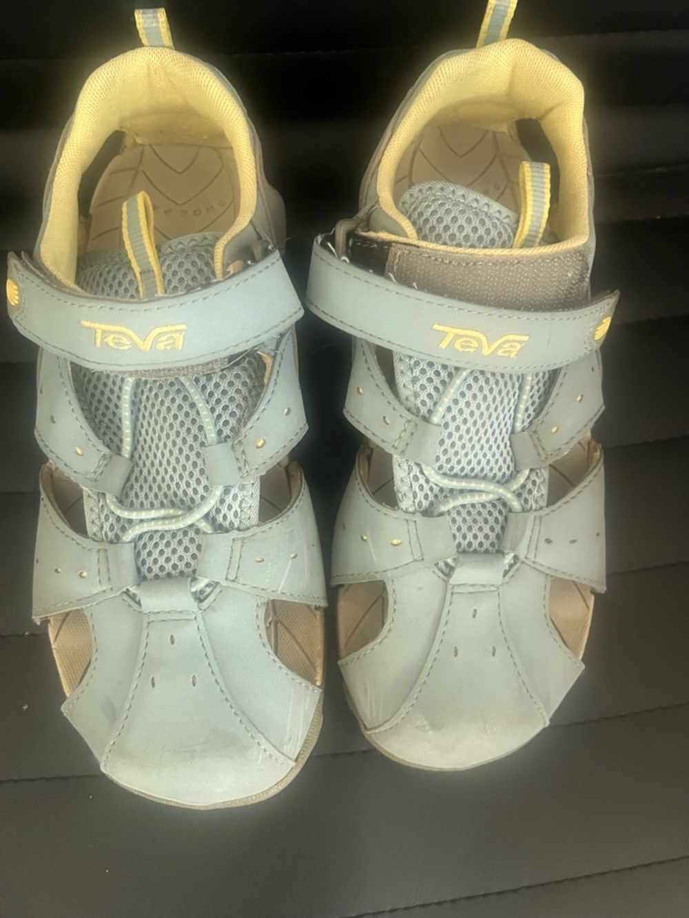 Teva Light Blue and Yellow Closed-Toe Sport Sandals